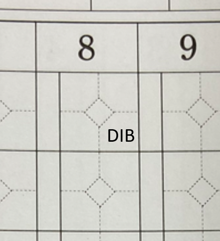 故意四球(申告敬遠・DIB)のスコアブック記入例